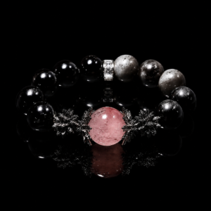 Silver Obsidian Strawberry Bracelet